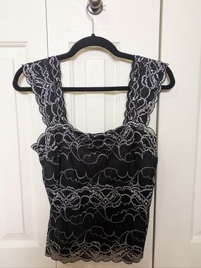 Joseph Ribkoff Black Lace Overlay Tank Top